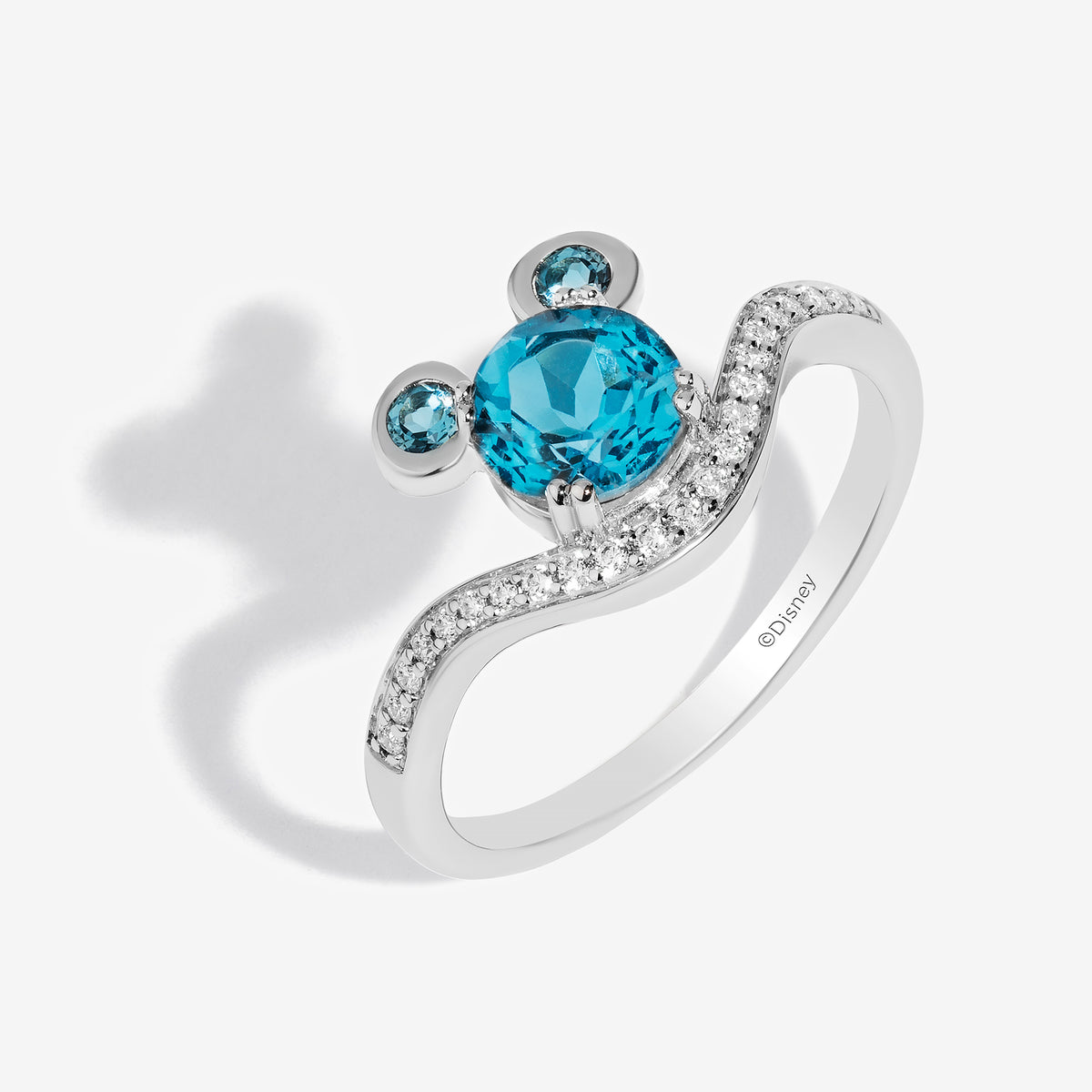 Disney Ring - Birthstone Star and Mickey Mouse - Gold - December - (Blue - Topaz - Turquoise - Zircon)